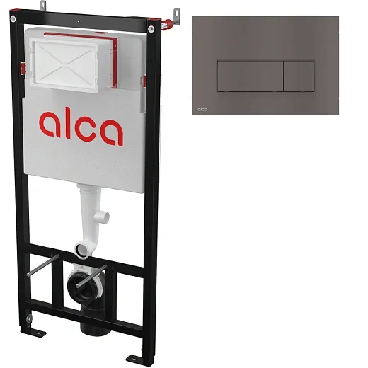 Инсталляция для унитаза AlcaPlast AM101/1120 + клавиша смыва M57-GM-M оружейная сталь